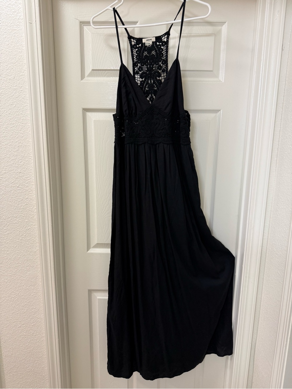 Jason Wu Black Lace-Back Maxi Dress with Embroidered Waist
